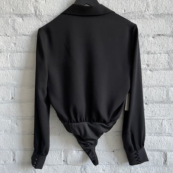 NWT Aritzia Babaton Ace Long Sleeve Tie Up Bodysuit in Black - Picture 5 of 7